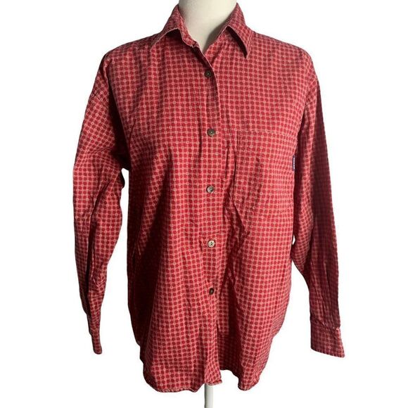 Vintage Guess Jeans Button Up Shirt M Red Checkered - Picture 2 of 6